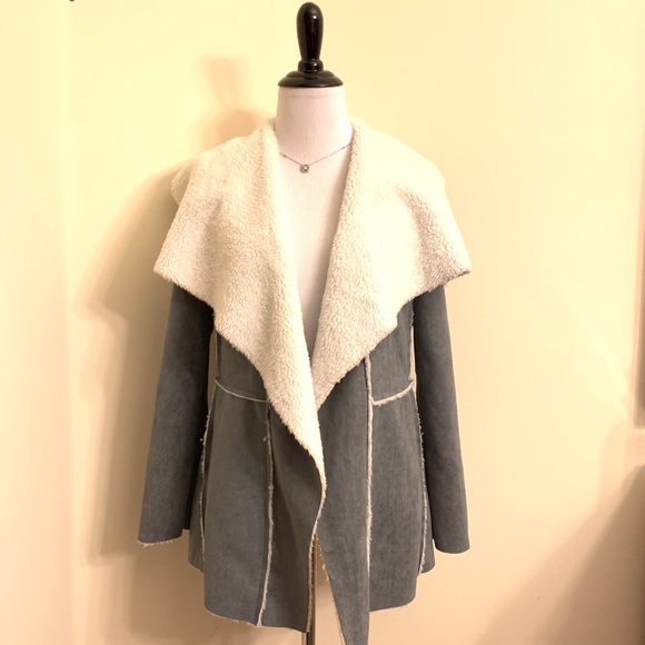 NWT LF GREY SUEDE & SHEEPSKIN JACKET - XS - Picture 5 of 8